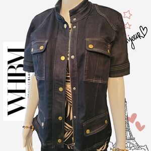 NWOT White House Black Market Dark Blue Jean Jacket Sz 14